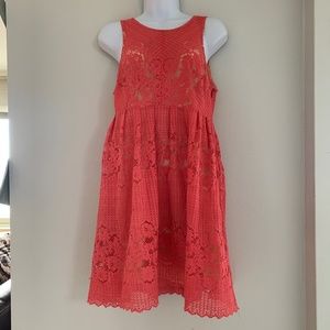 Free People Rocco Pink Lace Mini Dress